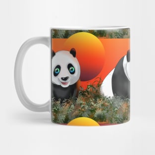 Adorably cute cartoon panda pattern at sunset Mug